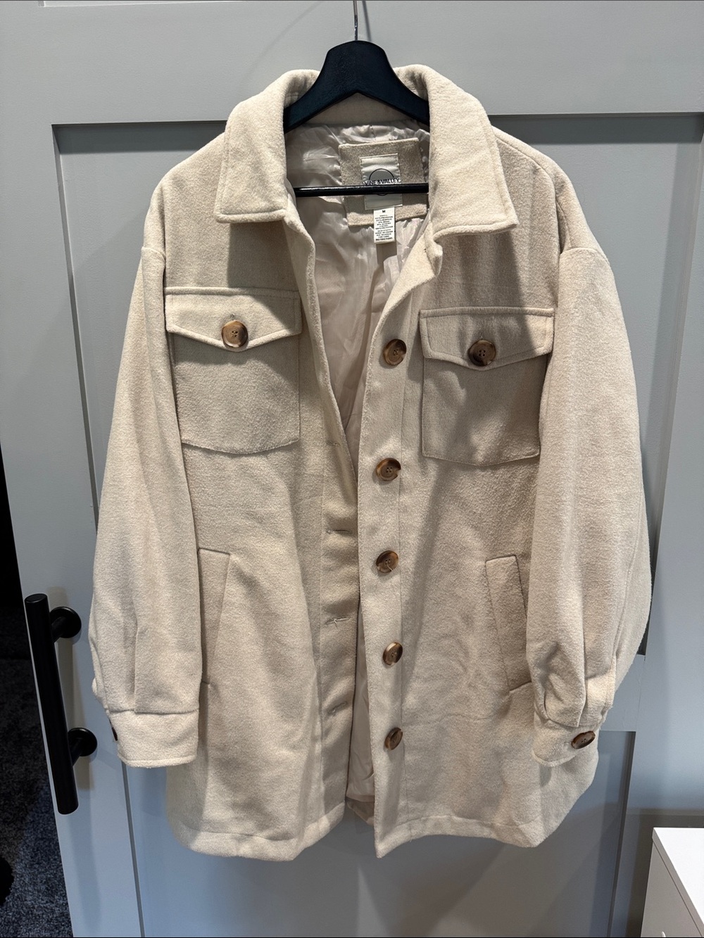 Women's Cream Button-Front Coat Jacket